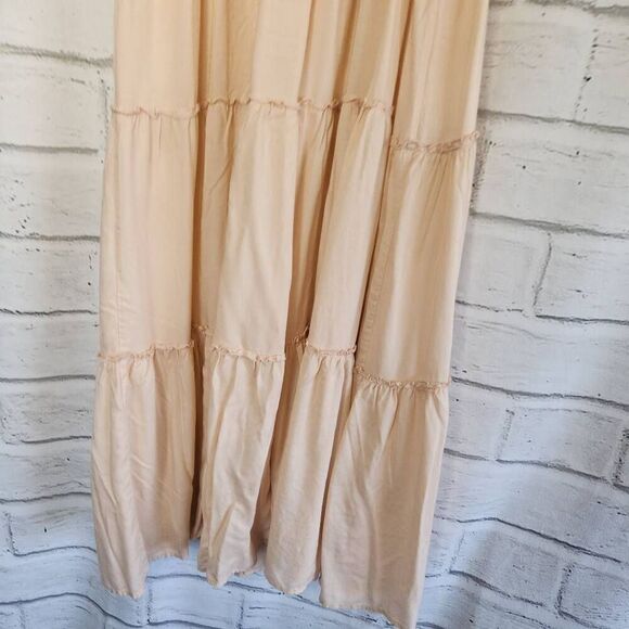 Pilyq Pink Swim Cover Up Sleeveless V-Neck Tiered Maxi Dress Size M/L - Picture 9 of 13